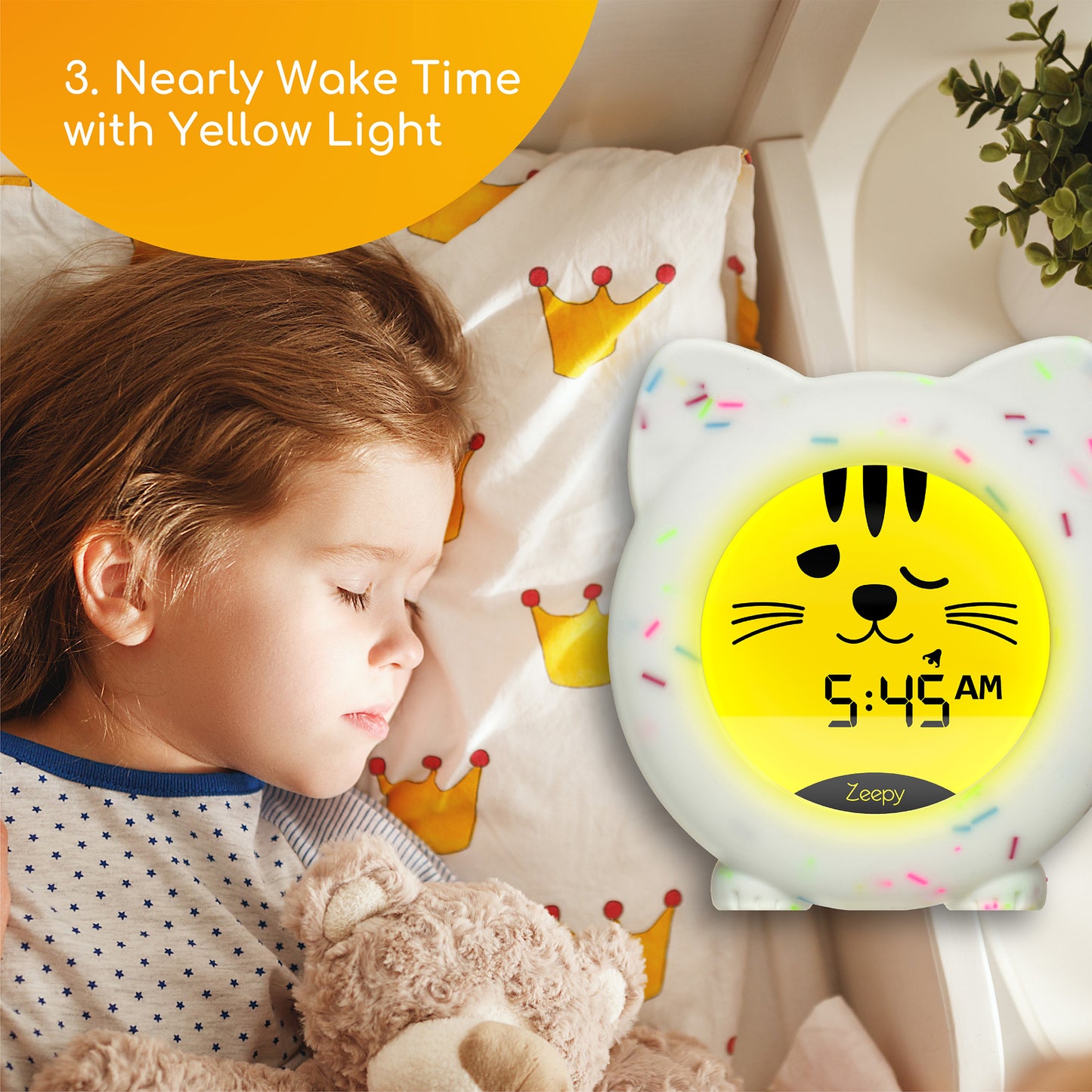 Zeepy 4 Phase Toddler Sleep Trainer Clock - Kip the Kitty