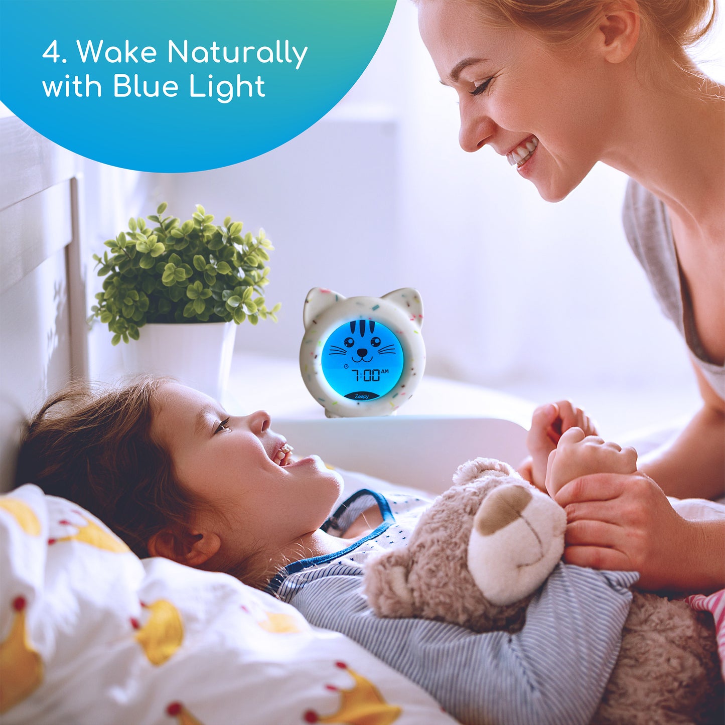 Zeepy 4 Phase Toddler Sleep Trainer Clock - Kip the Kitty