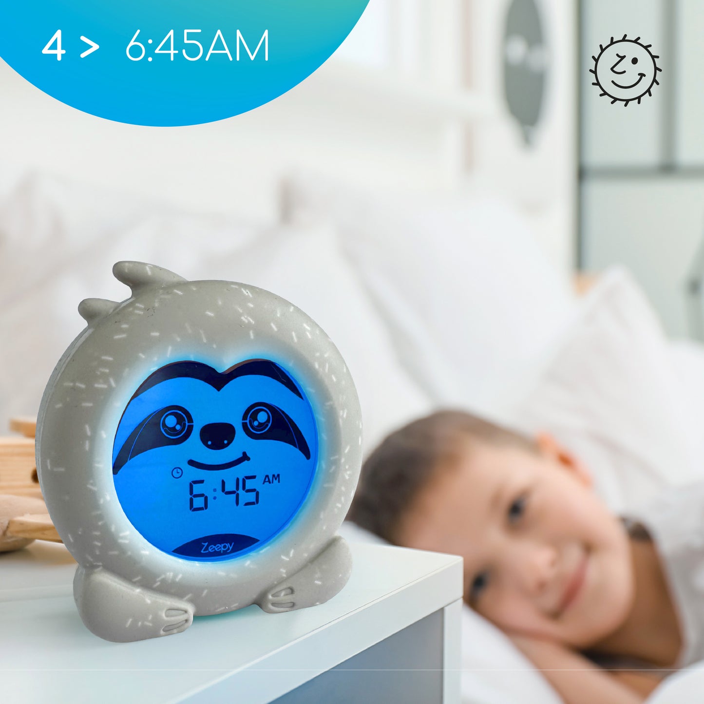 Zeepy 2 Phase Toddler Sleep Training Clock, USB Power - Slumber the Sloth